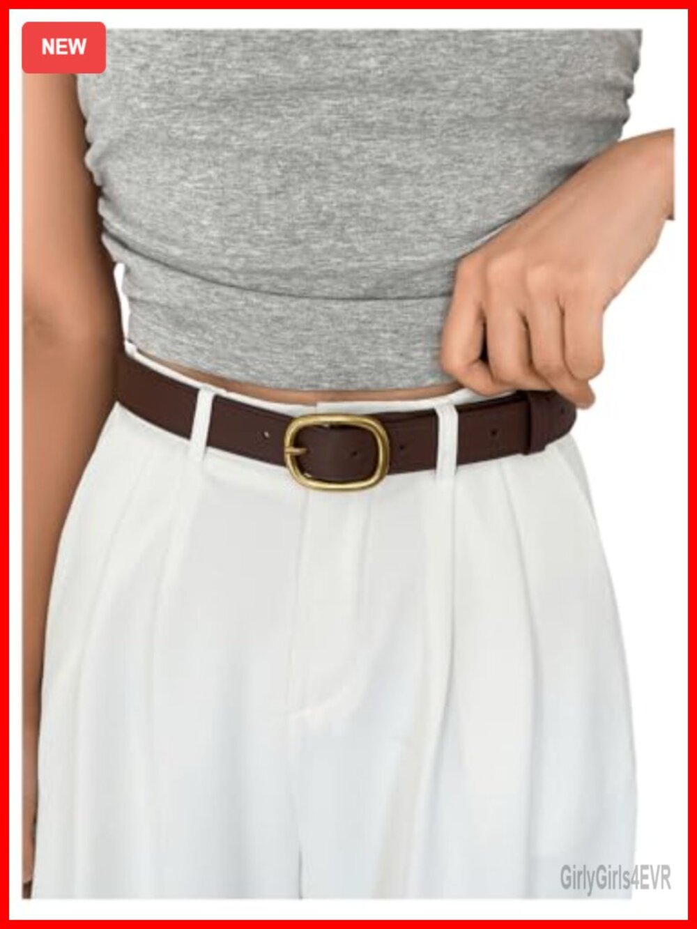 PU Leather Belt Metal Buckle Chunky Waist Belt for Jeans Dress